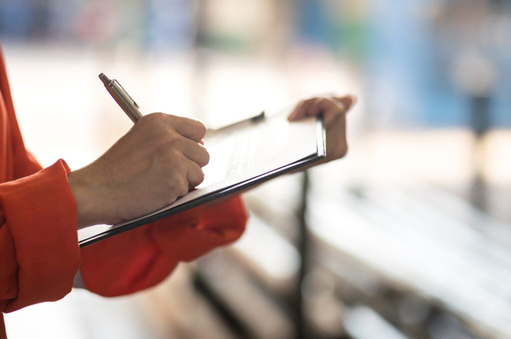 Die Aktion des Sicherheitsbeauftragten wird auf der Sicherheitscheckliste vermerkt