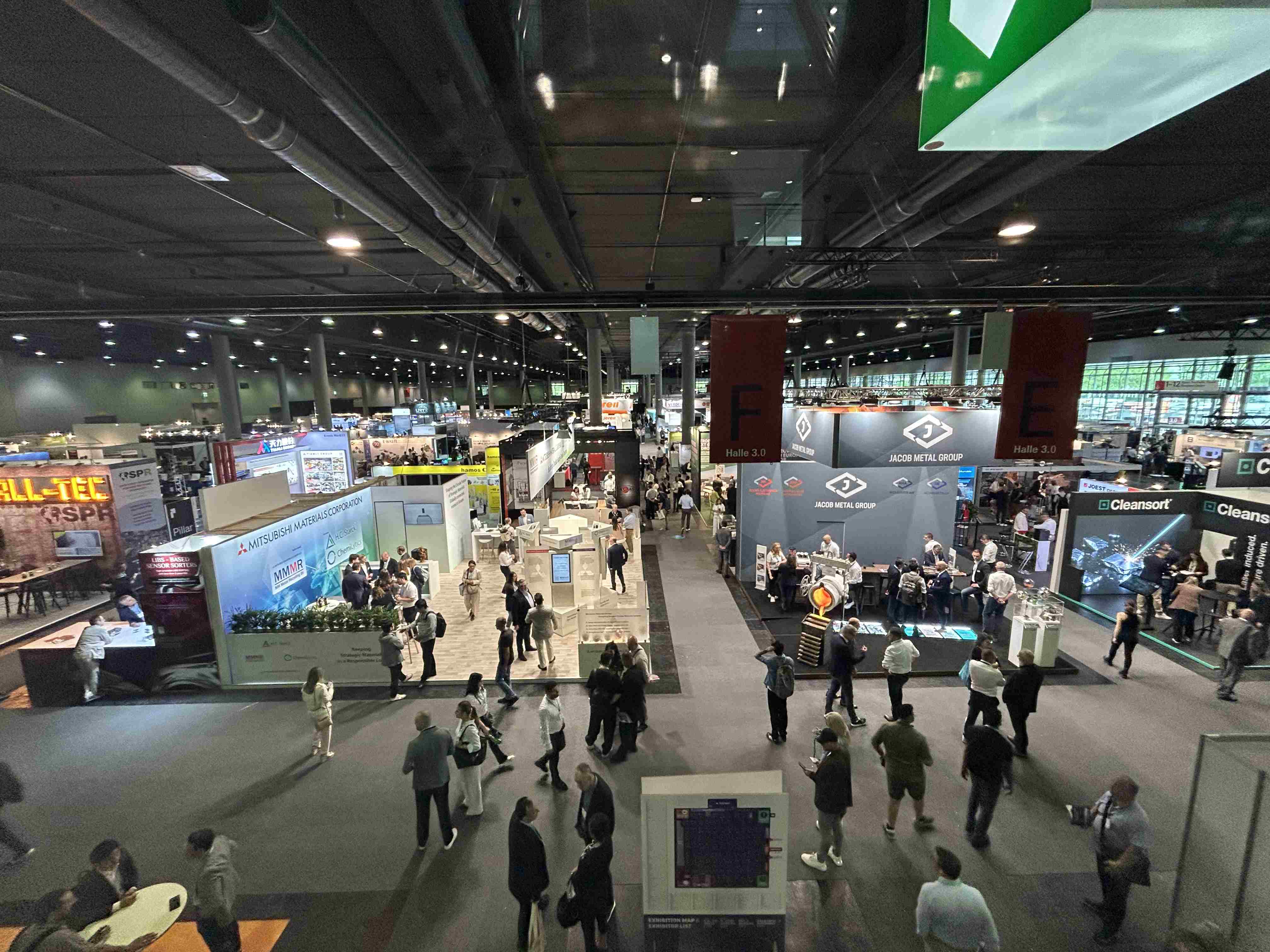 Bird's-eye view of exhibition stands